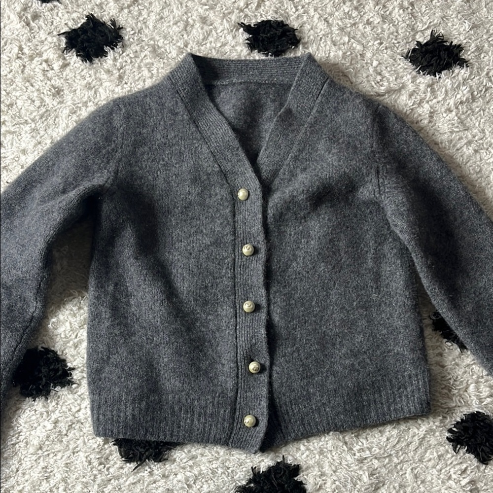 Christian Dior originally sz 34 pearl cashmere cardigan sweater, SHRUNKEN